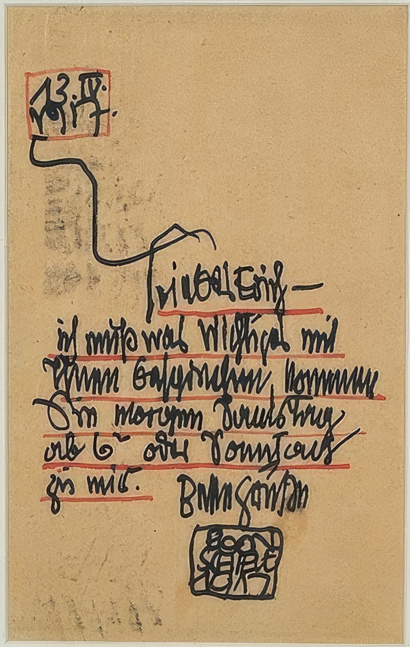 Personlig postkort til Erich Lederer. 1917 av Egon Schiele