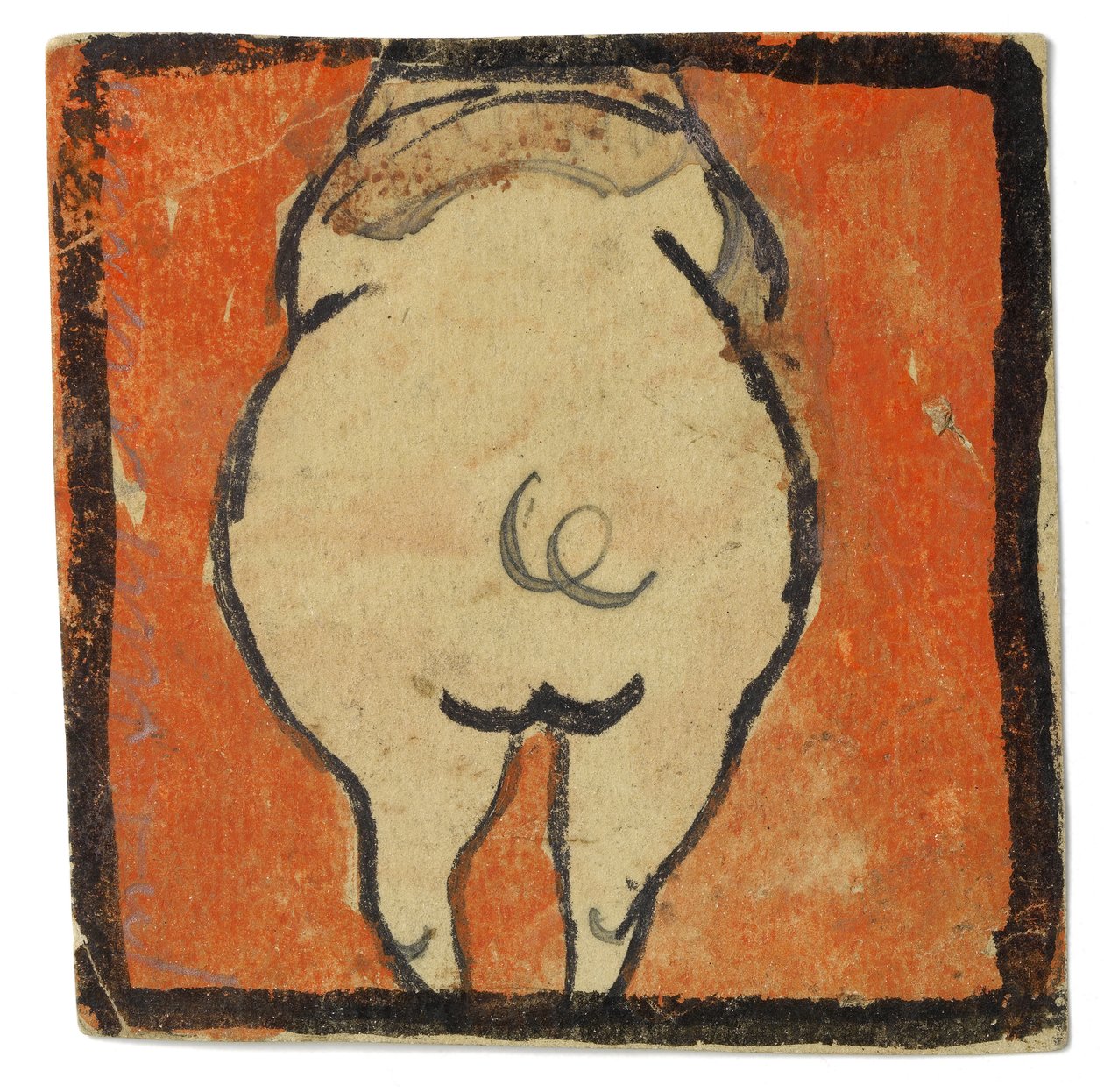 Entwurf für eine Wanddekoration im Atelier Wattmanngasse (Schwein von hinten?) av Egon Schiele