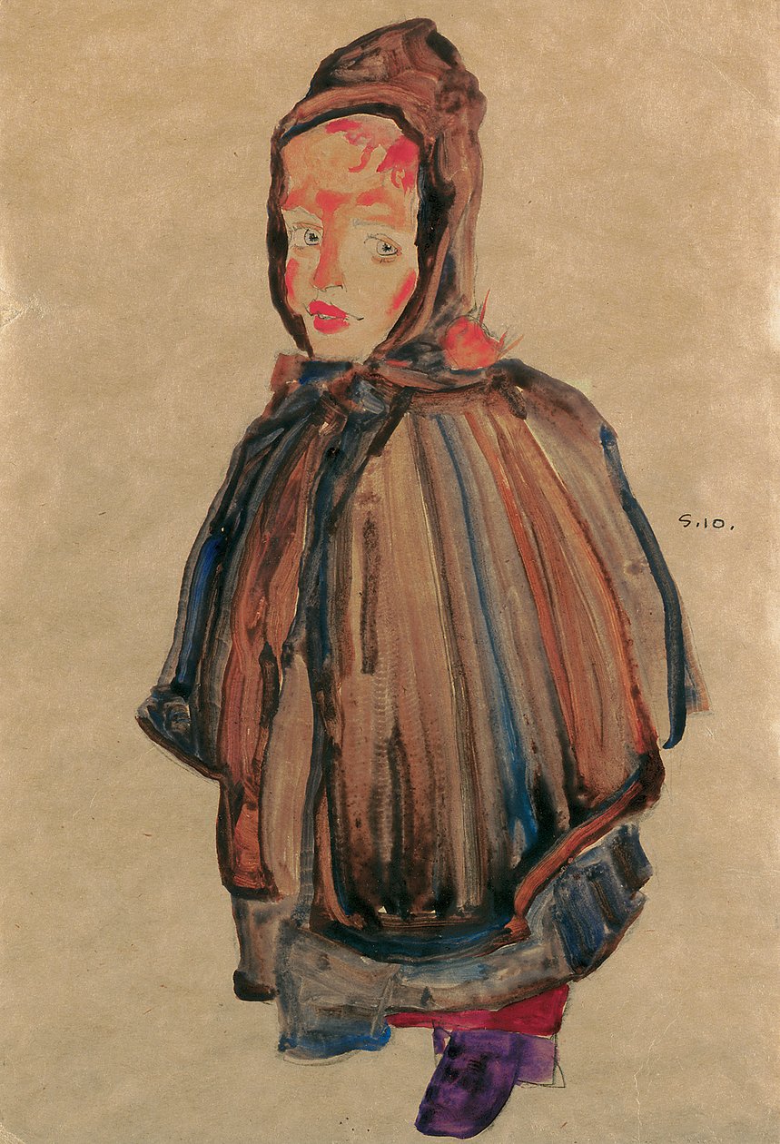 Jente med hette, 1910 av Egon Schiele