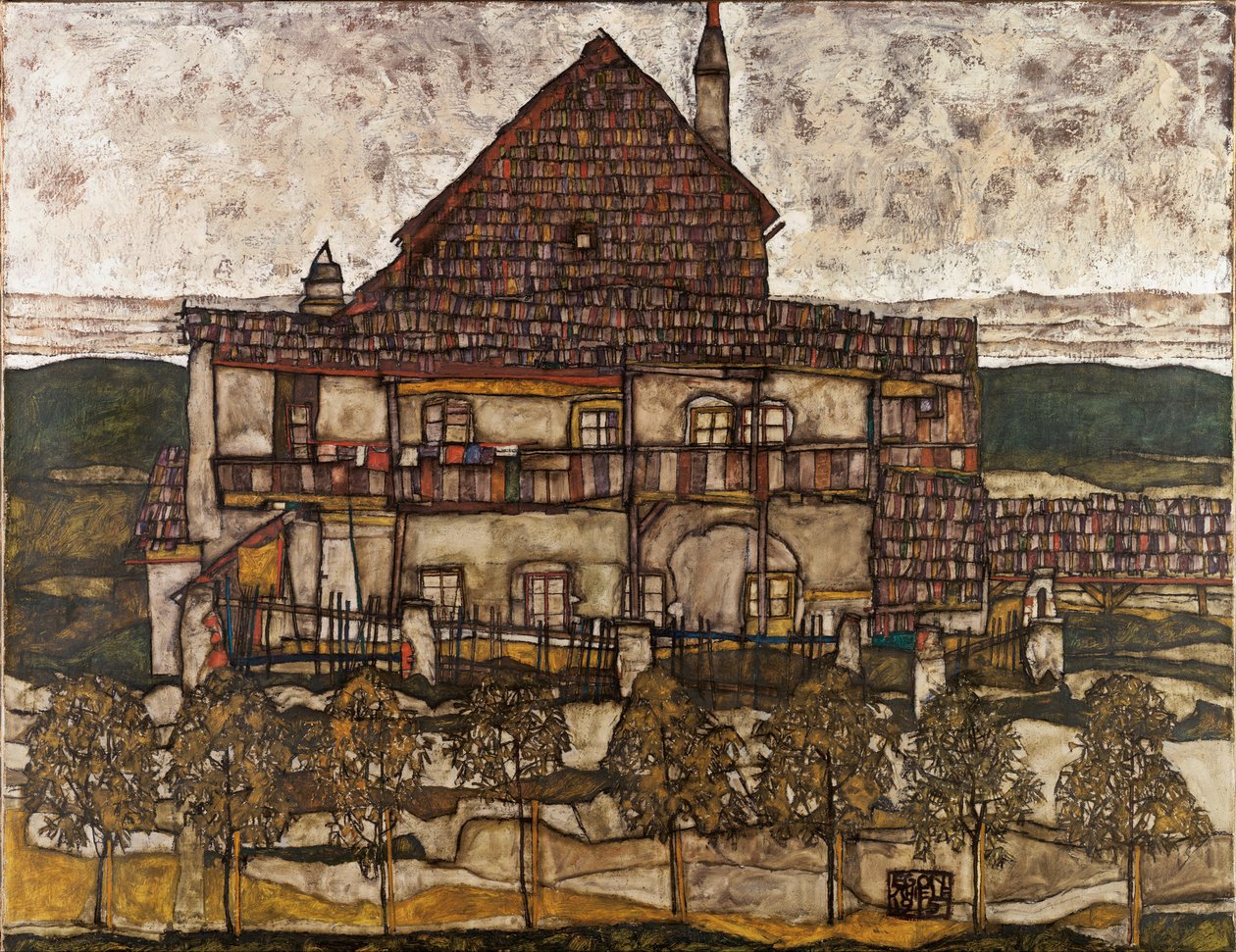 Hus med shingeltak Old House II, 1911 av Egon Schiele