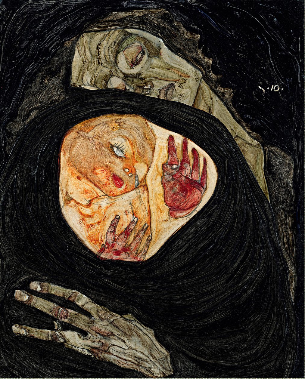 Den døde moren. Maleri av Egon Schiele (1890-1918), olje på tre av Egon Schiele