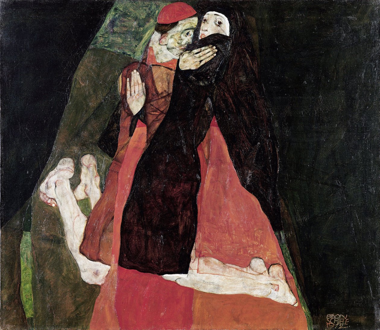 ""Kardinalen og nonnen"" Maleri av Egon Schiele (1890-1918) 1912 Leopold Museum, Wien av Egon Schiele