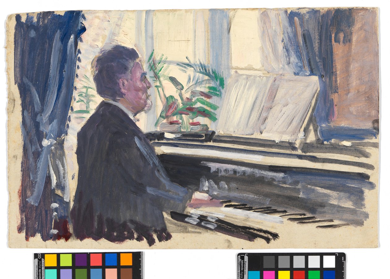 Leopold Czihaczek ved pianoet (skisse) av Egon Schiele