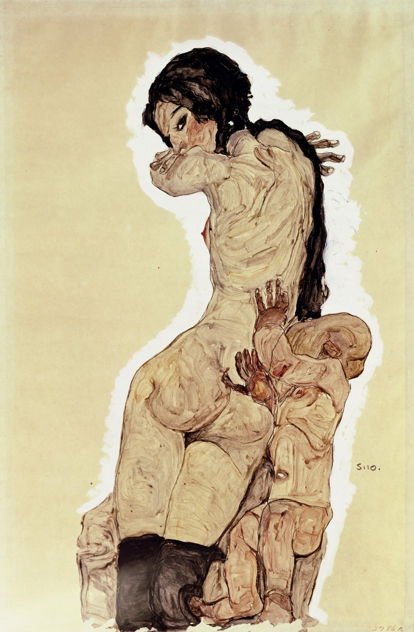 Mor og barn, 1910 av Egon Schiele