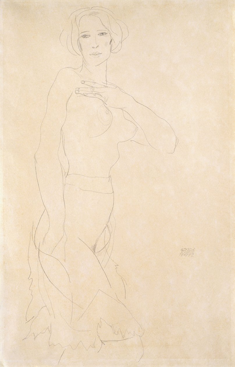 Naken jente, 1912 av Egon Schiele