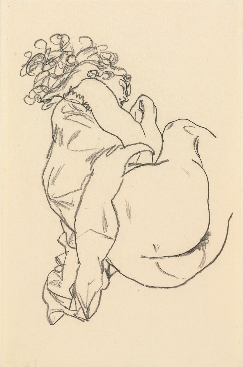 Naken liggende; Liegende, 1917 av Egon Schiele