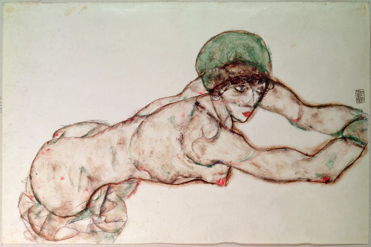Utstrakt naken av Egon Schiele