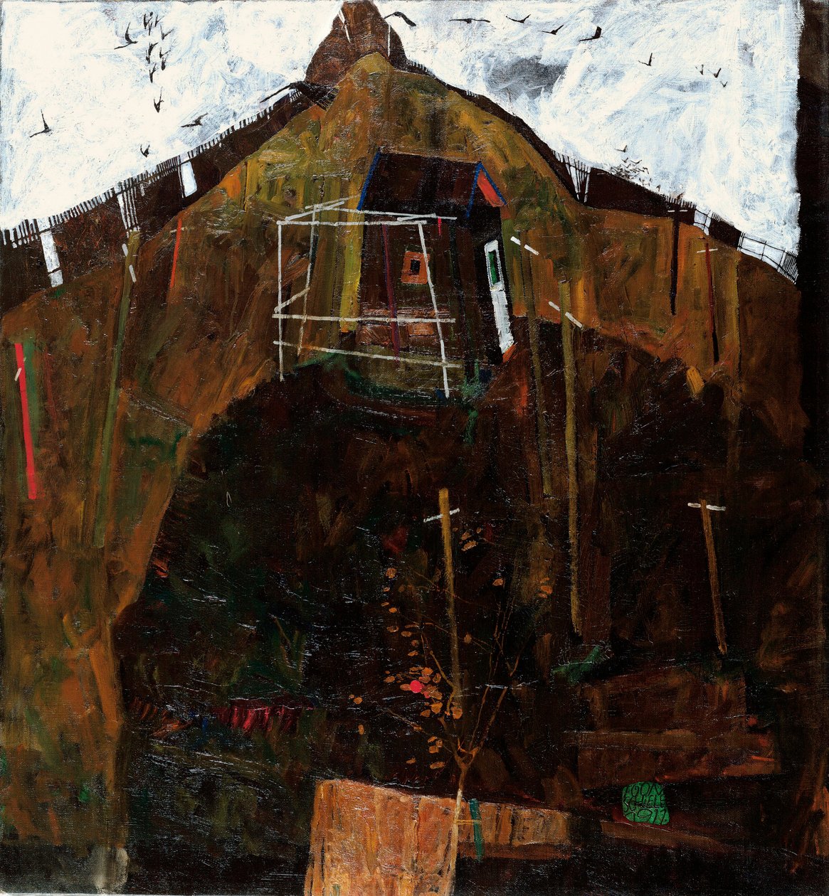 Landskap med ravner - Maleri av Egon Schiele (1890-1918) olje på lerret (95,8x89 cm) av Egon Schiele