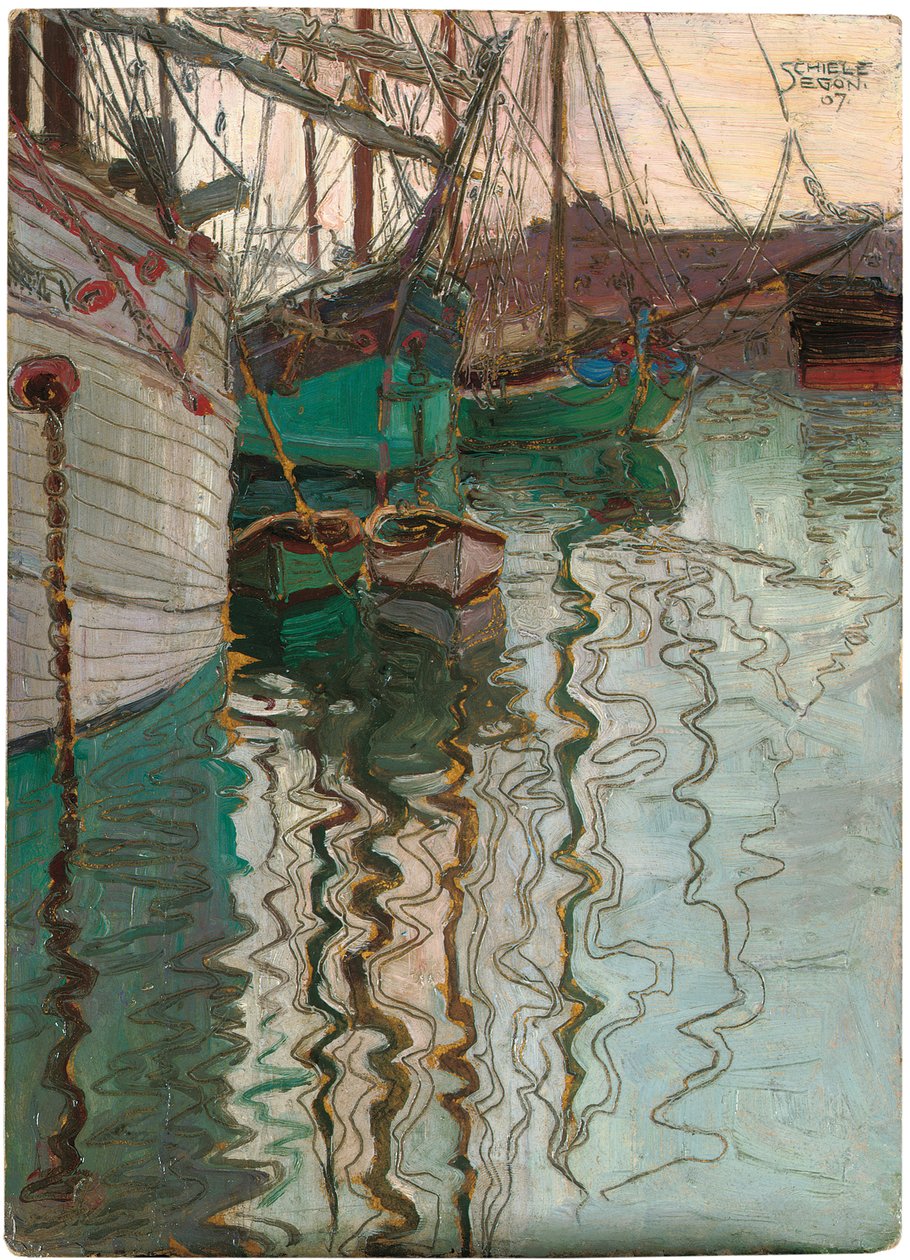 Trieste havn, 1907 av Egon Schiele