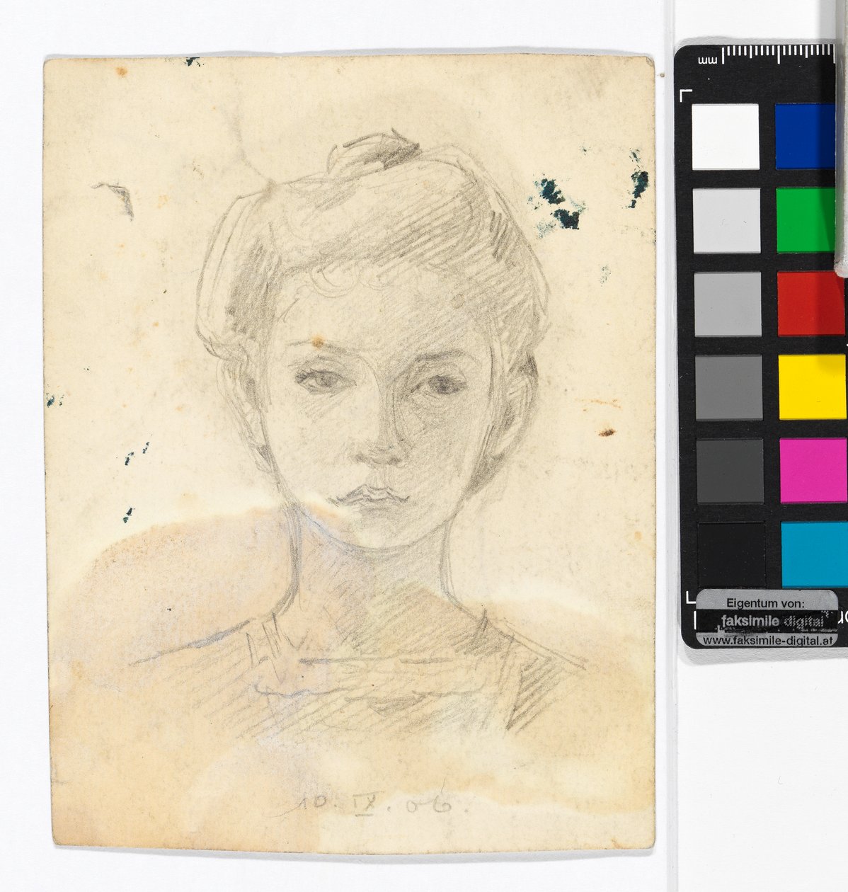 Portrett av en jente; verso: dyretegninger av Egon Schiele