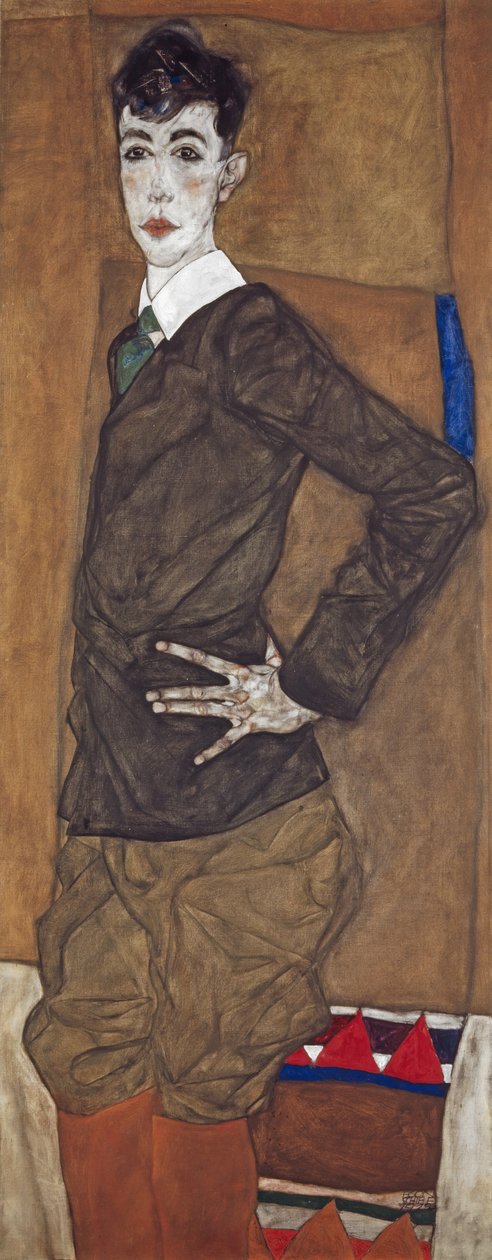 Portrett av Erich Lederer, 1912-13 (olje og gouache på lerret) av Egon Schiele