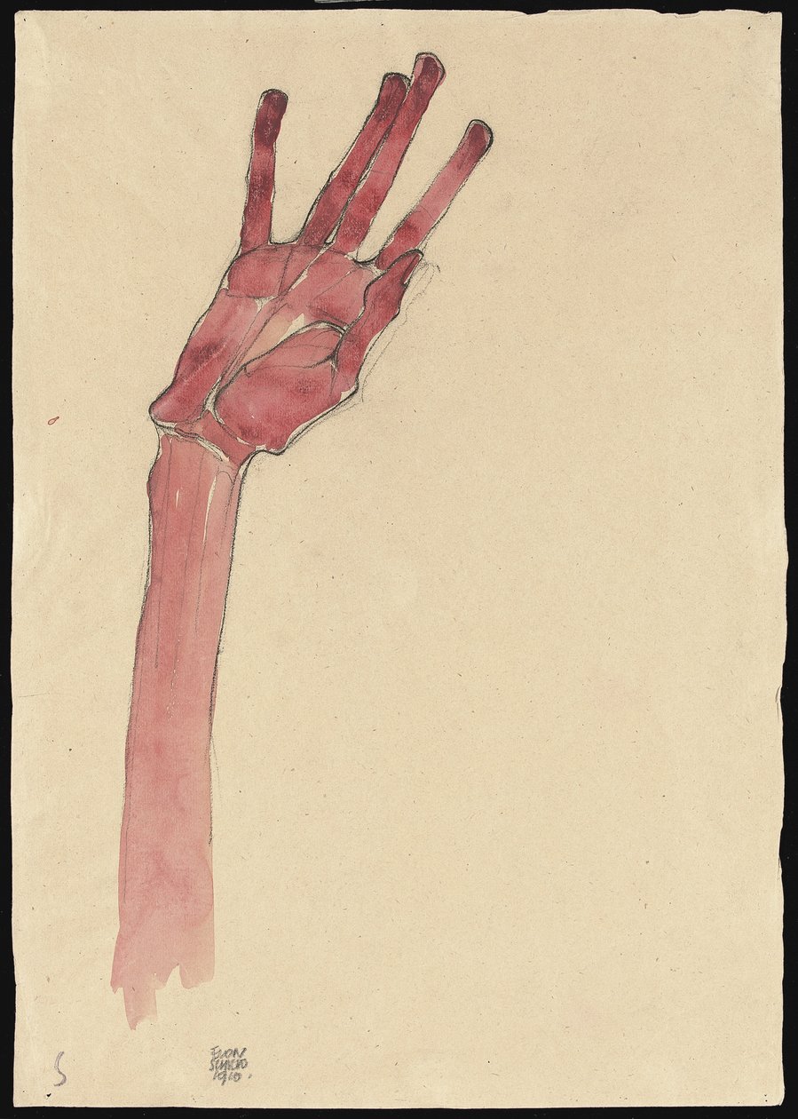 Revet rød hånd, 1910 av Egon Schiele