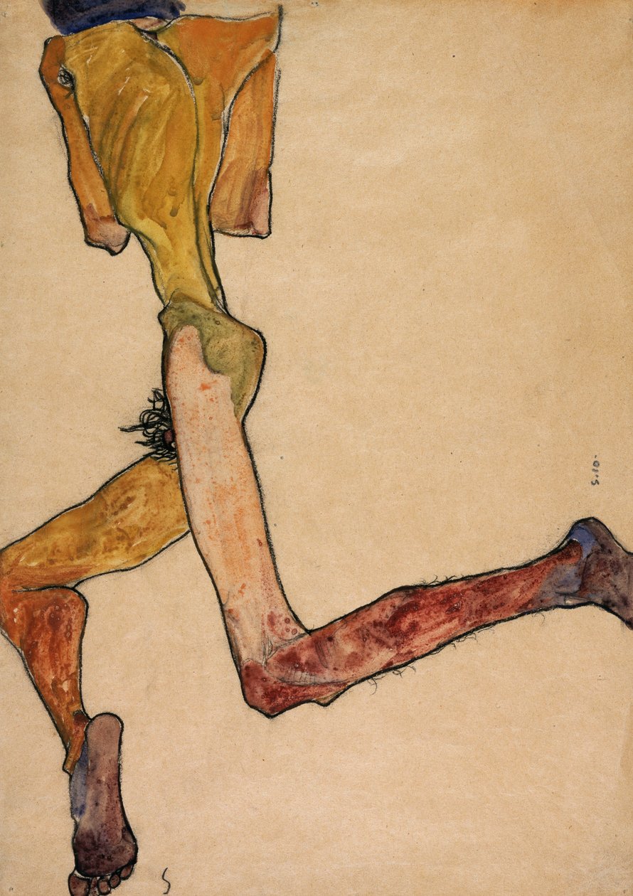 Tilbakelent naken mann, 1910 av Egon Schiele