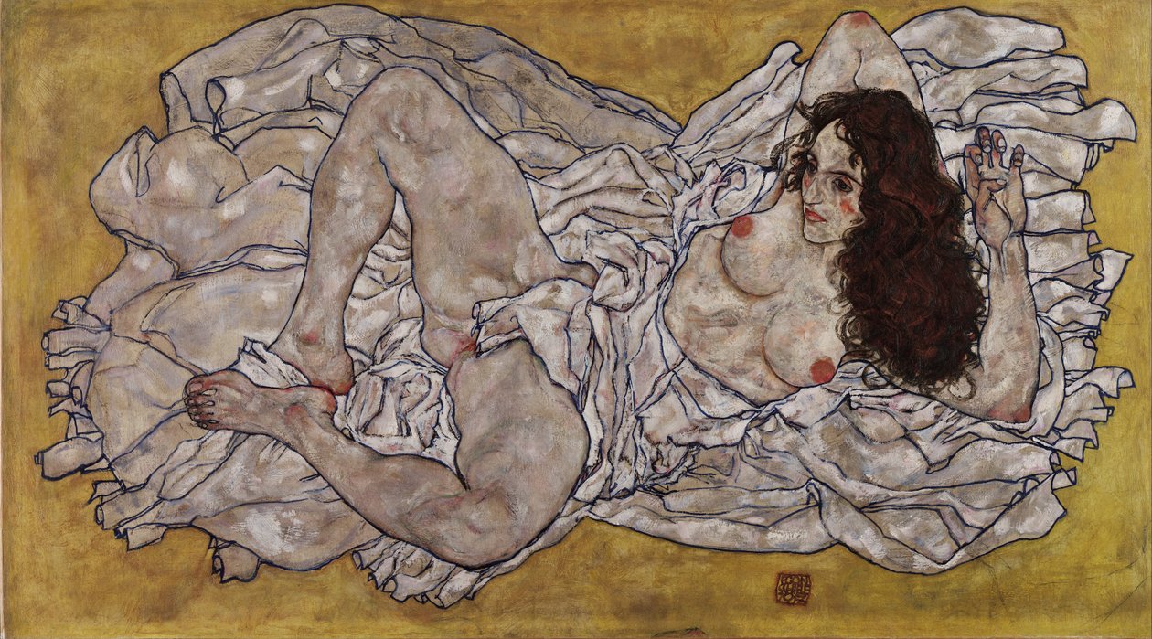 Liggende kvinne, 1917 av Egon Schiele