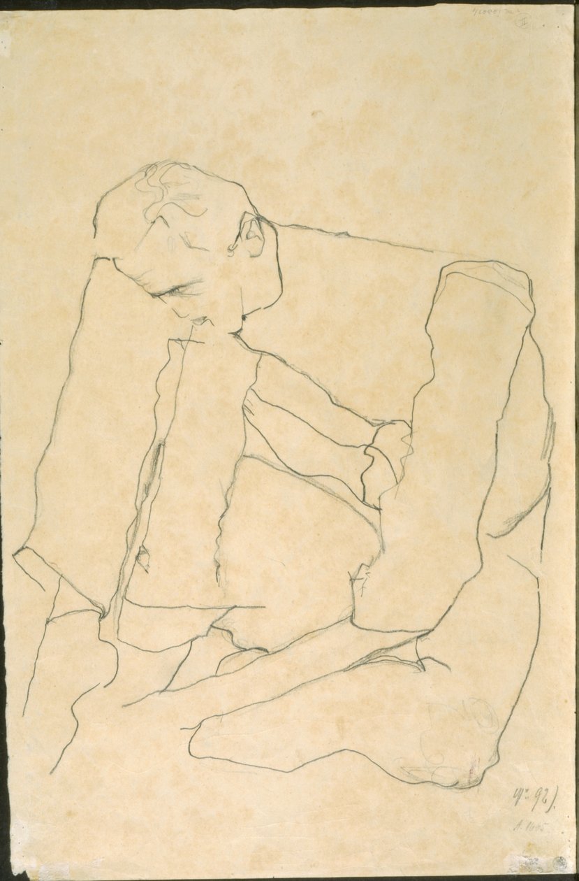 Sittende mann (verso) av Egon Schiele