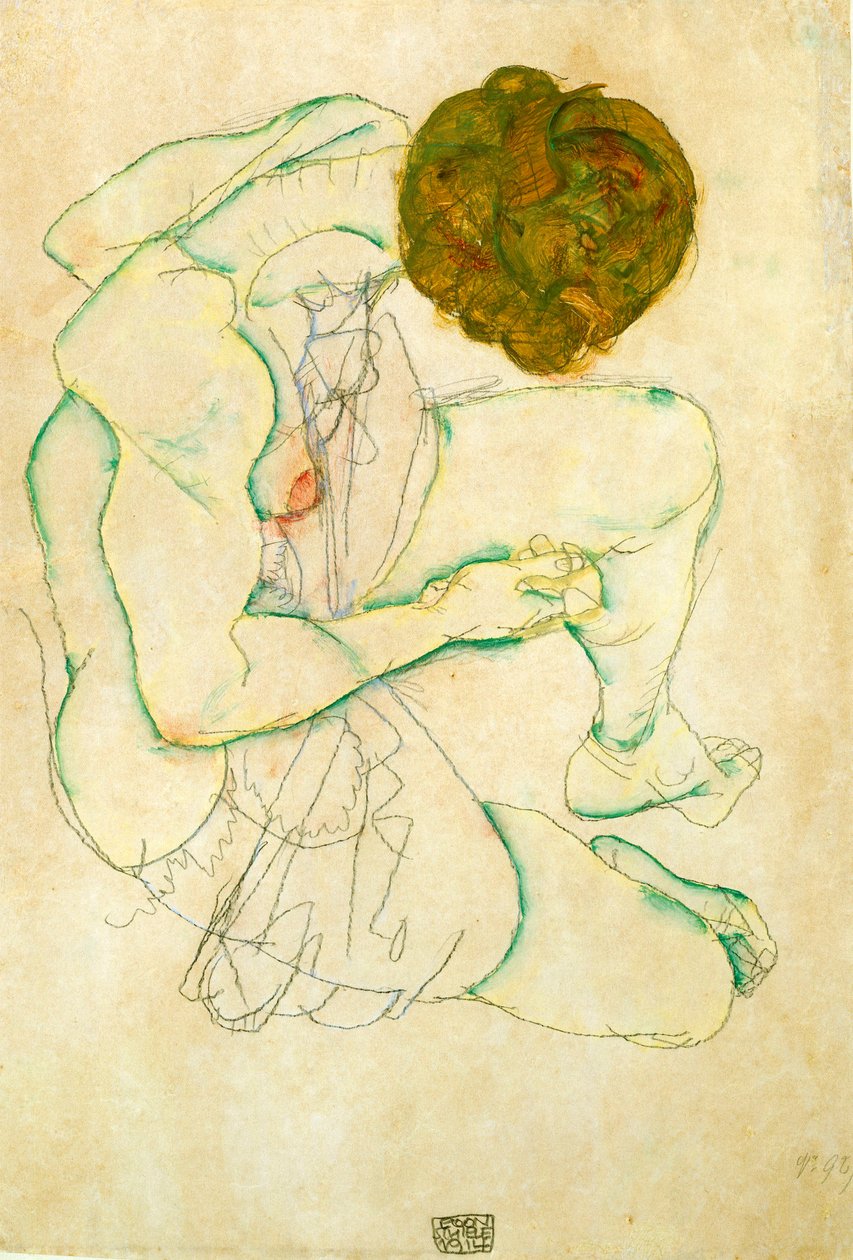 Sittende naken kvinne, 1914 av Egon Schiele