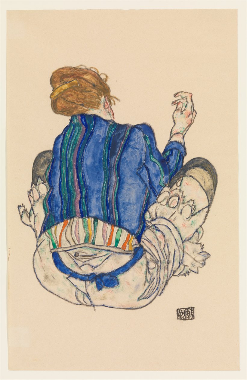 Sitzende Frau, Rückenansicht av Egon Schiele