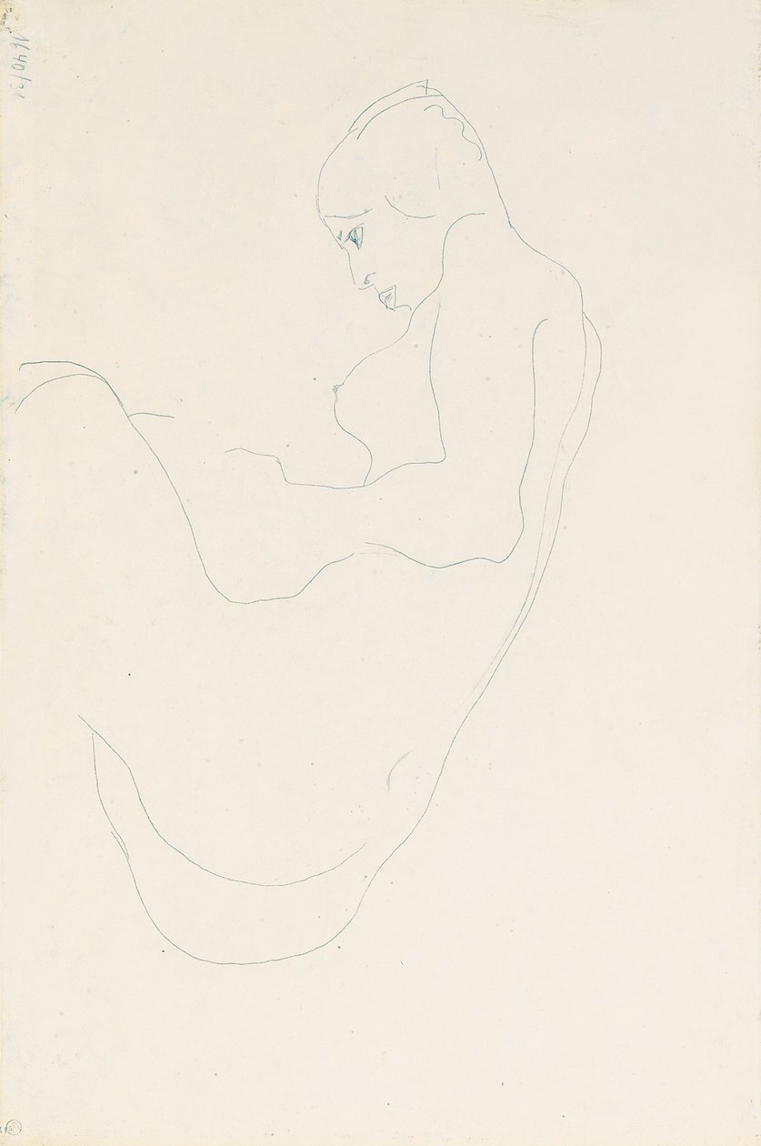 Sittende naken, 1912 av Egon Schiele