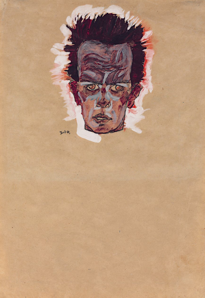 Selvportrett, hode; Selvportrett, hode, 1910 av Egon Schiele