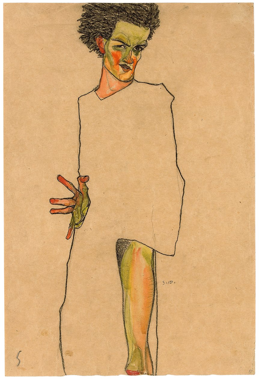 selvportrett; Selvportrett, 1910 av Egon Schiele