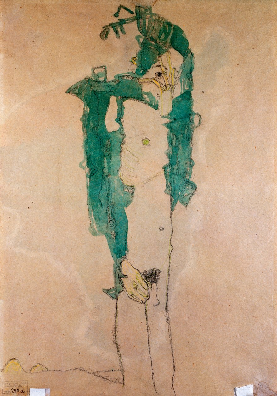 Selvportrett, ca. 1910 av Egon Schiele
