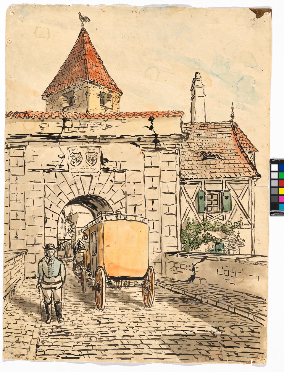 Byport med vogn (Elevarbeid) av Egon Schiele