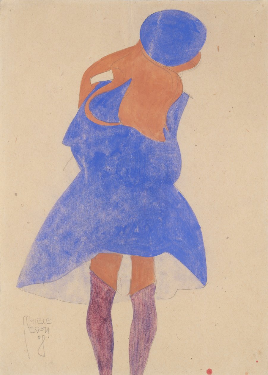 Stående jente, bakfra, 1908. av Egon Schiele