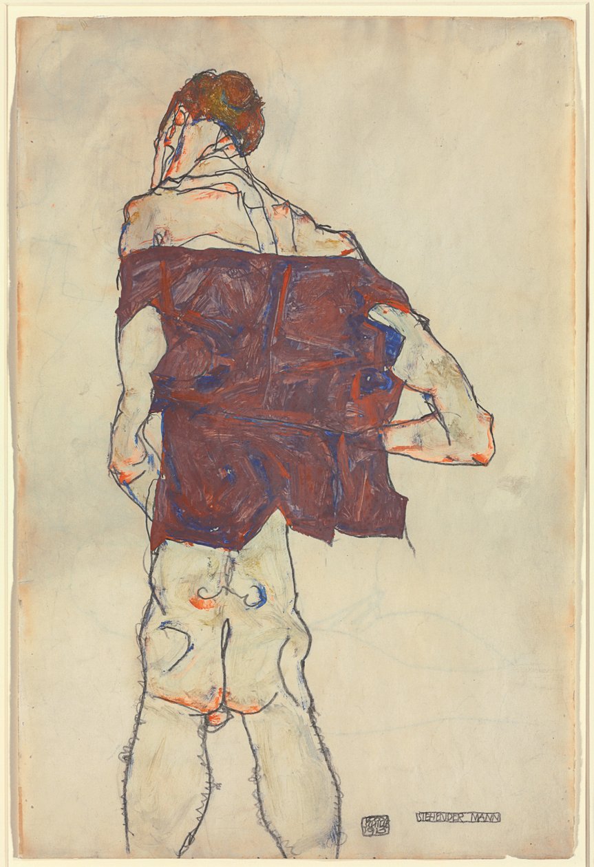 stående mann; Stående mann, 1913 av Egon Schiele