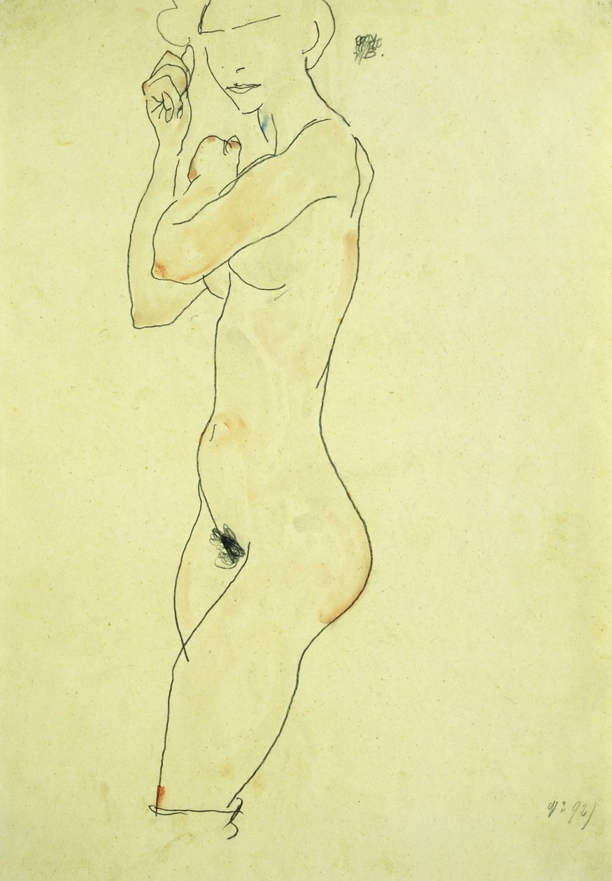 Stående naken; Stående naken, 1913 av Egon Schiele