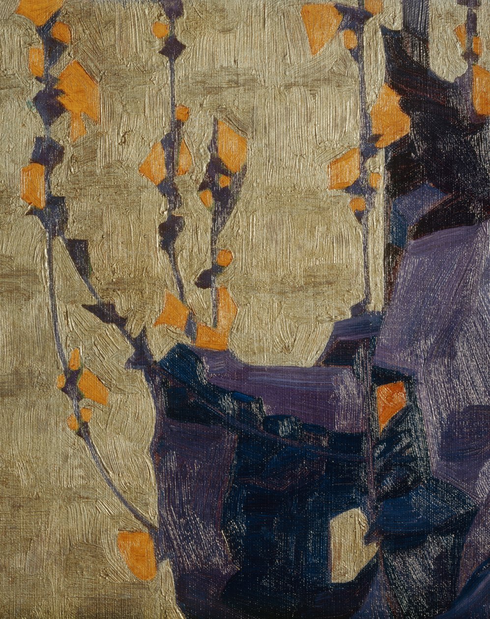 Stilisert blomst mot en dekorativ bakgrunn … (bronse) av Egon Schiele