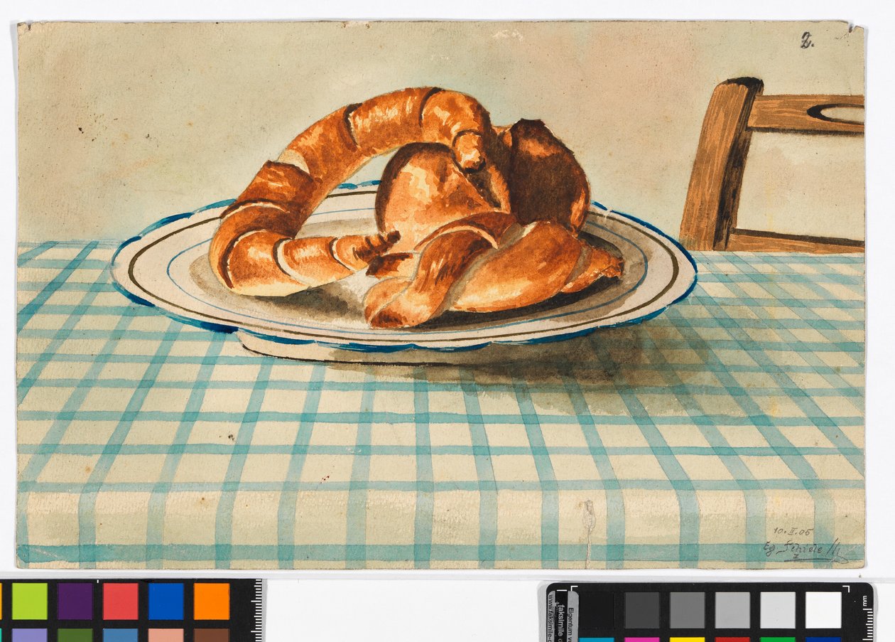 Stillleben mit Gebäck av Egon Schiele