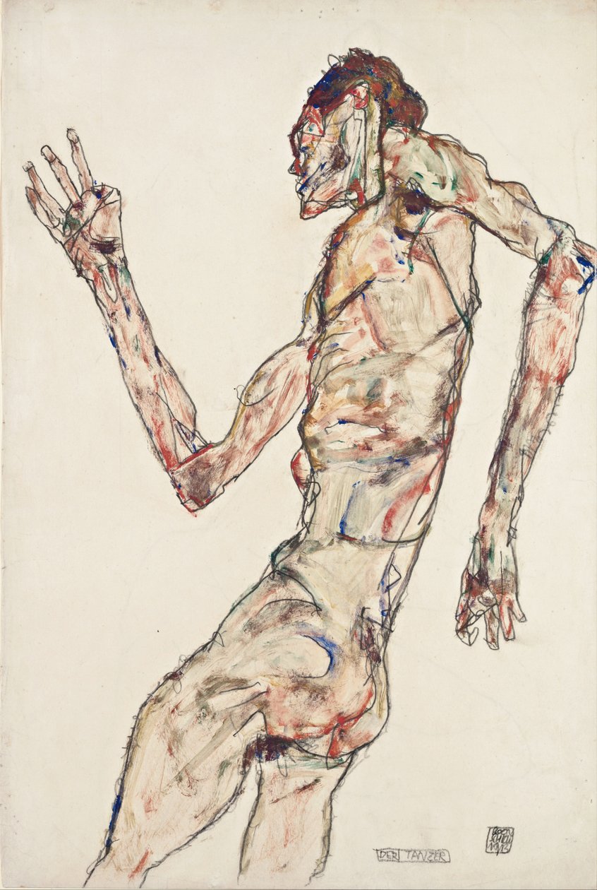 Danseren, 1913 av Egon Schiele