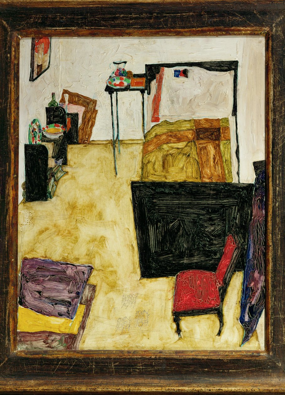 Kunstnerrommet i Neulengbach, Østerrike (olje på tre) av Egon Schiele