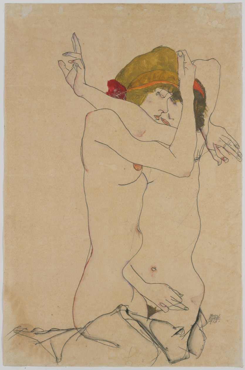 To kvinner omfavner, 1913. av Egon Schiele