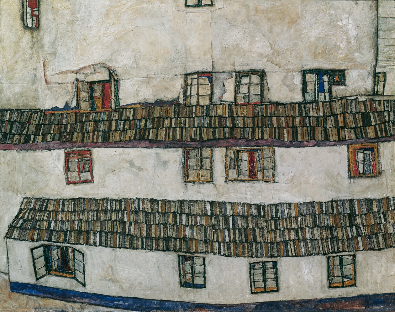 Vindusfasade til et hus, 1914. av Egon Schiele