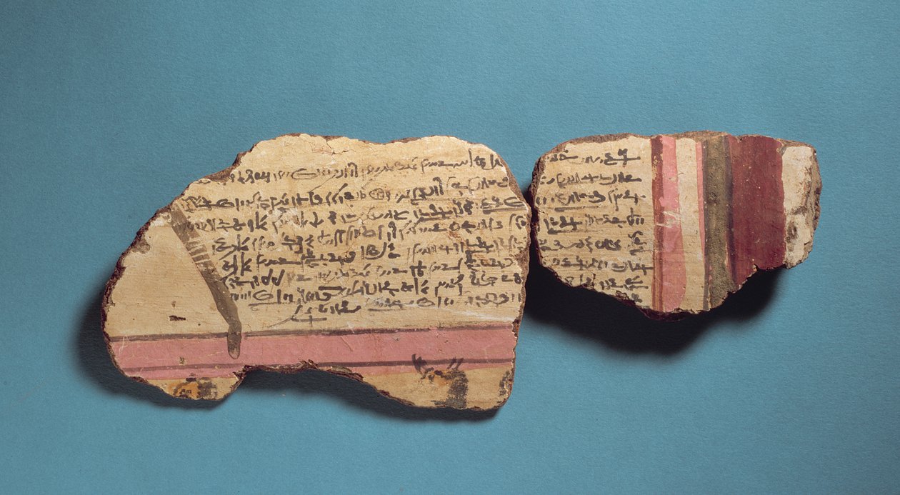 Kartongfragmenter med demotiske inskripsjoner (keramikk) av Egyptian