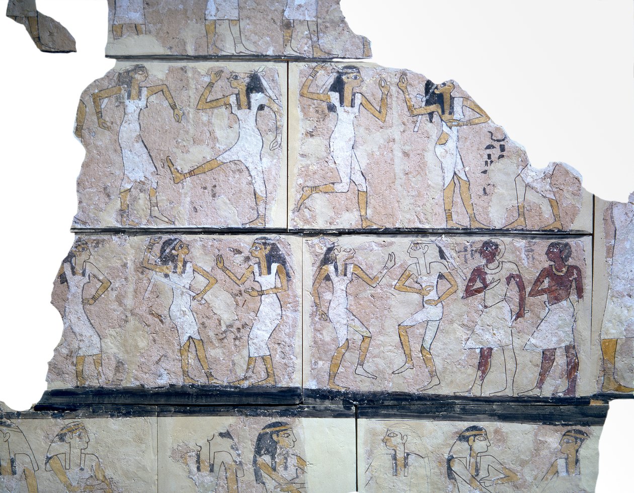 Fragment av veggmaleri som viser dansende jenter av Egyptian