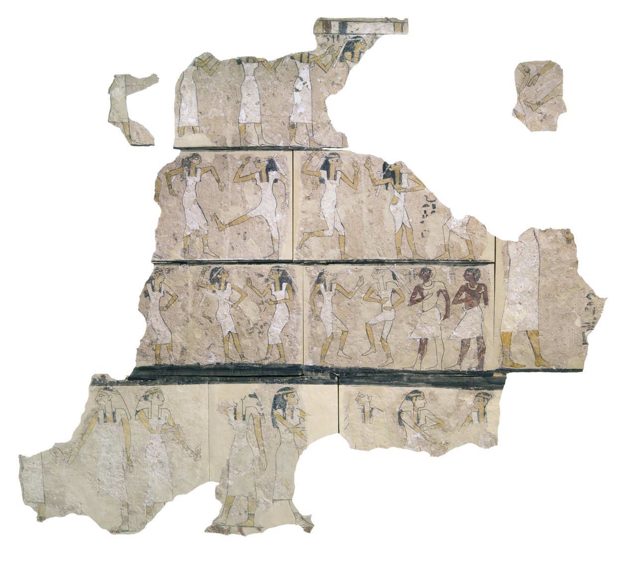 Fragment av veggmaleri som viser dansende jenter, detalj av Egyptian