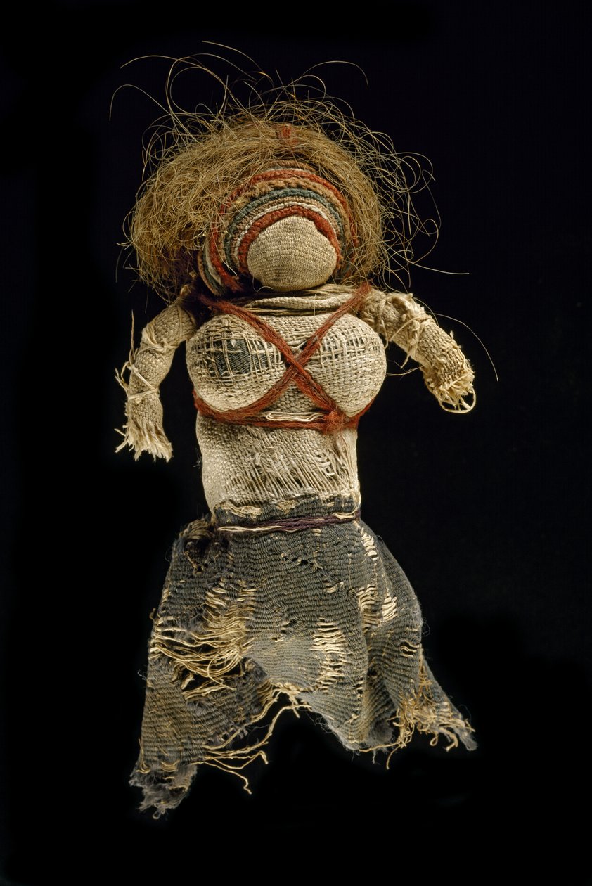 Ragdokke, 350-60 (vevd farget ull, ufarget lin og menneskehår) av Egyptian