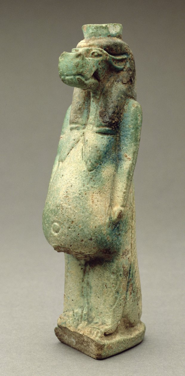 Statuett av gudinnen Taweret, en flodhest med krokodillehale (fajanse) av Egyptian