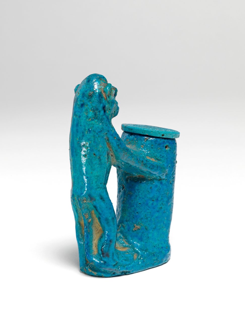 Kohl-gryte, i form av en ape-fajanse, se også 423000 av Egyptian 18th Dynasty