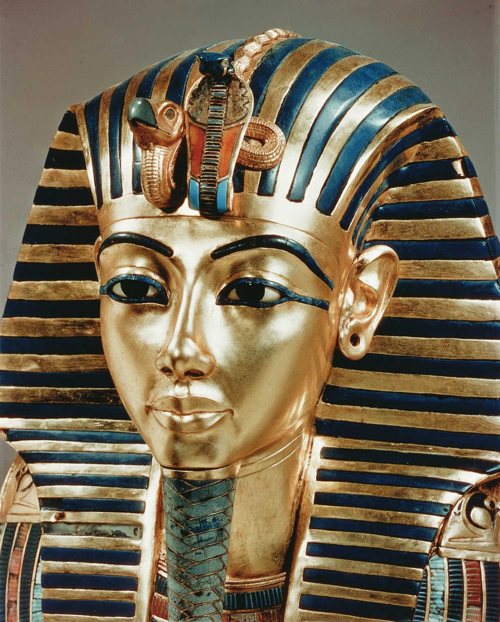 Gullmasken, fra skatten til Tutankhamon ca. 1370-52 f.Kr. ca. 1340 f.Kr. gull av Egyptian 18th Dynasty