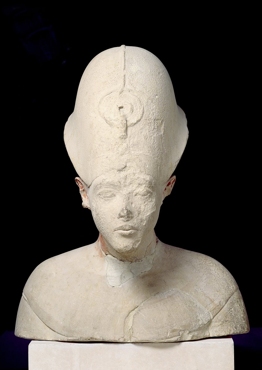 Byste av kong Amenophis IV (Akhenaten) fra Tell el-Amarna, New Kingdom, ca. 1353-1337 f.Kr. (kalkstein) av Egyptian 18th Dynasty