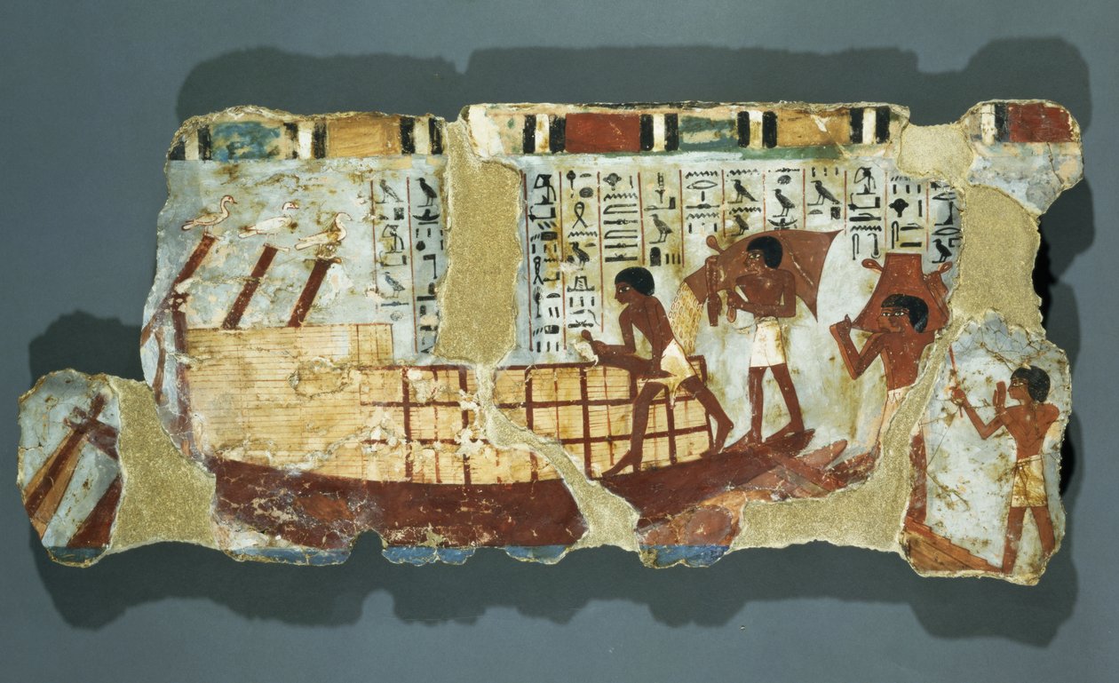Laster korn, fra graven til Unsou, East Thebe, New Kingdom (veggmaleri) av Egyptian 18th Dynasty