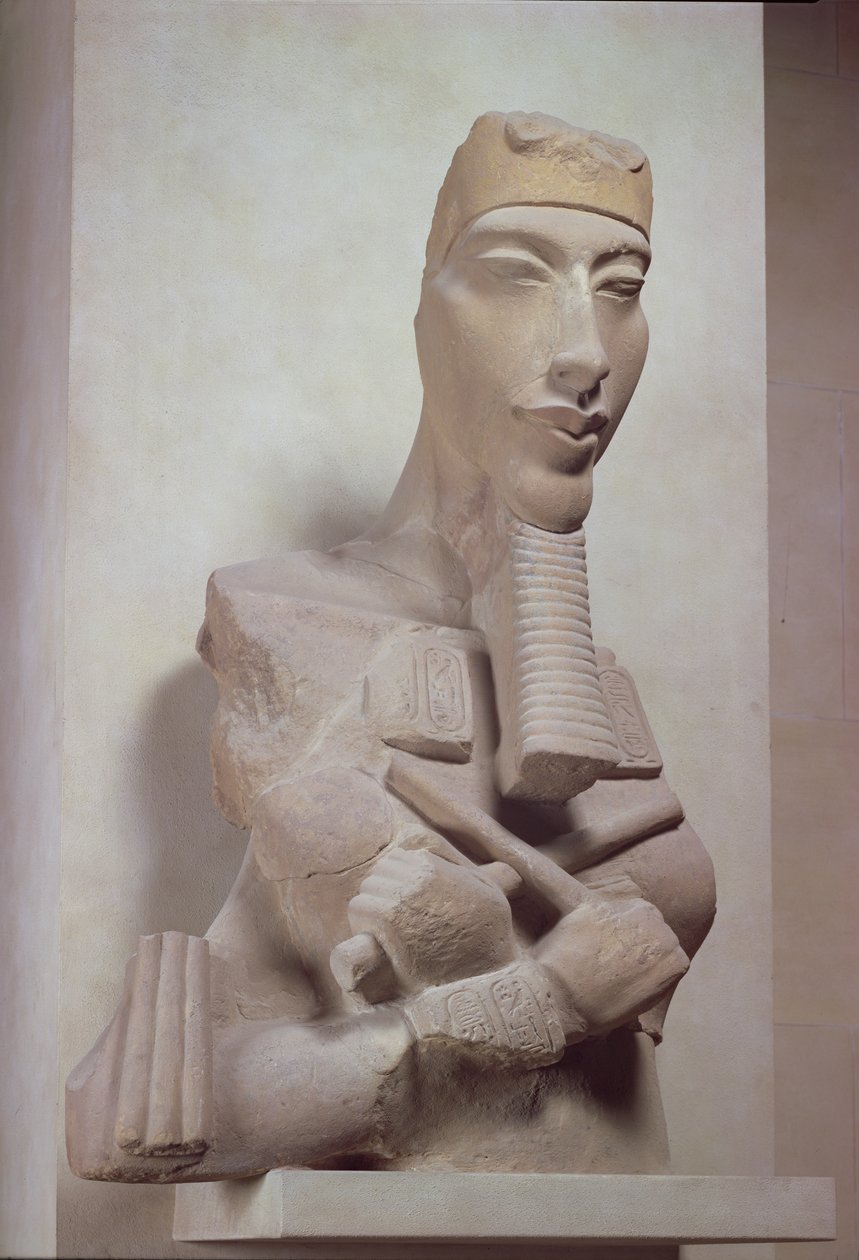 Osiris søyle av Akhenaten (1365-1349 f.Kr.) fra soltempelet til Amenophis IV i Karnak, New Kingdom, ca. 1350 f.Kr. (terrakotta) av Egyptian 18th Dynasty