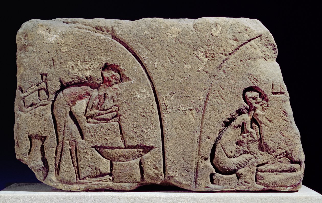 Relieff of Food Preparation, Amarna, 1300-tallet f.Kr. (kalkstein) av Egyptian 18th Dynasty