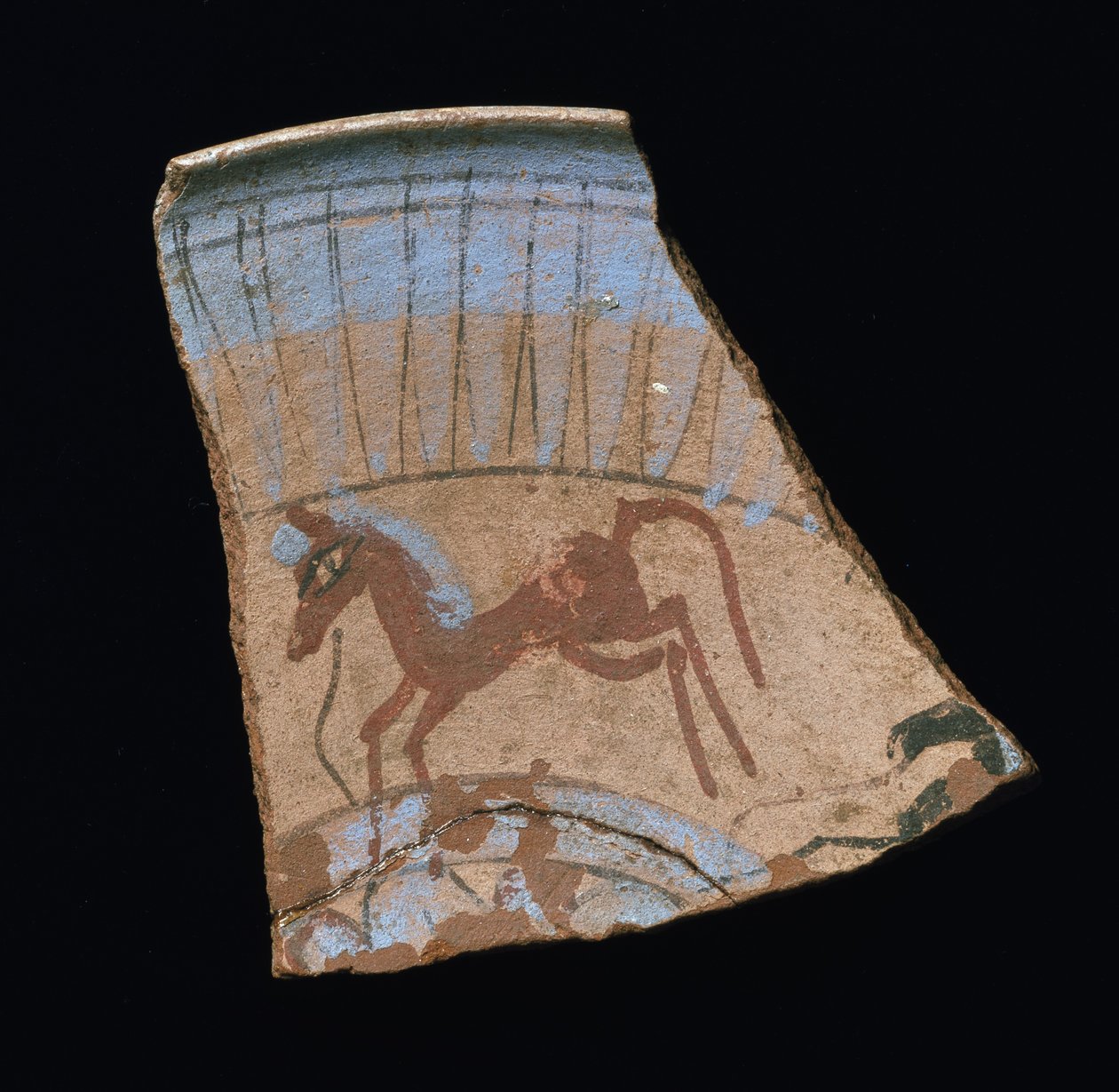 Skår malt med en galopperende hest, fra Tell el-Amarna, New Kingdom (keramikk) av Egyptian 18th Dynasty