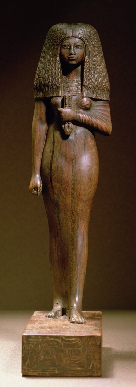 Statuett av Tuya, leder av haremet til Min, New Kingdom (tre) av Egyptian 18th Dynasty