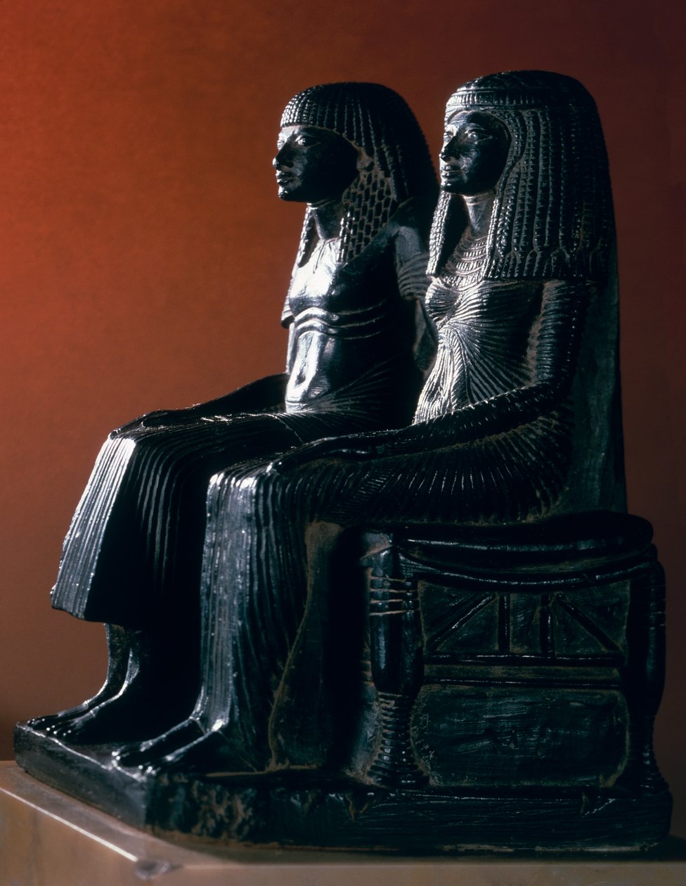 Et seigneurielt par i seremonielle klær, New Kingdom av Egyptian 19th Dynasty