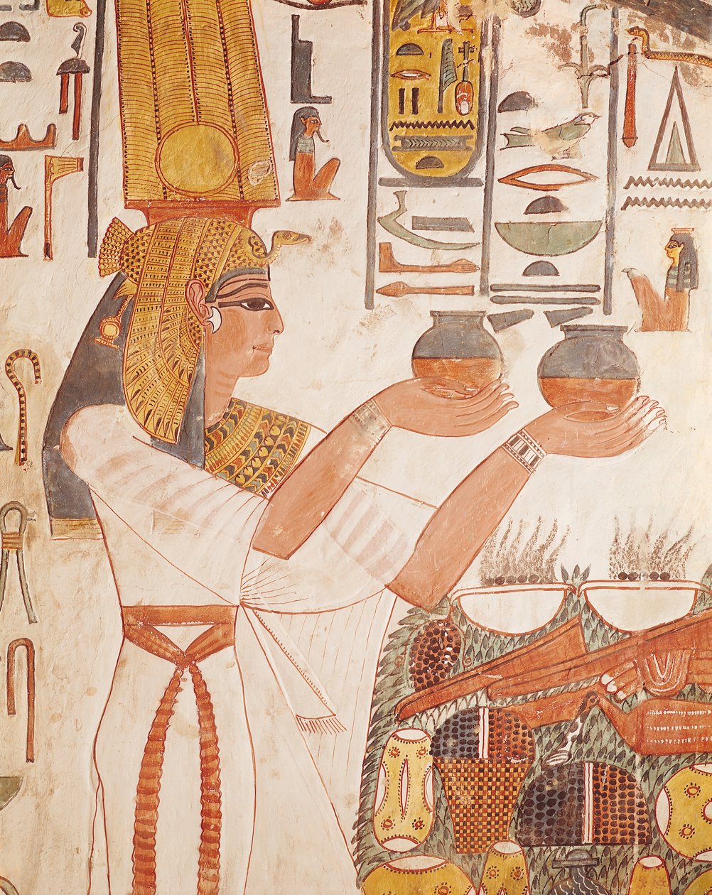 Nefertari gir et tilbud, fra graven til Nefertari (veggmaleri) av Egyptian 19th Dynasty